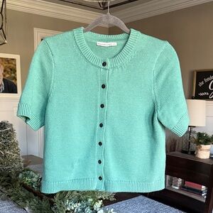 Abercrombie Green Short Sleeve Cardigan